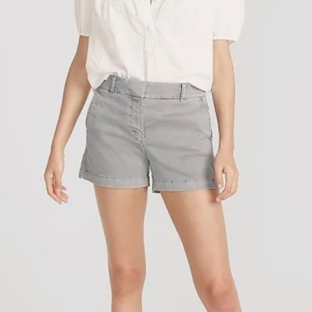 J. Crew Factory Solid Light Gray 100% Cotton Chino Shorts Size 6